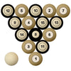VANDERBILT SCHOOL COLOR NUMBERED BILLIARD BALL SET GOLD SOLID/BLACK STRIPE - VANBBS100N