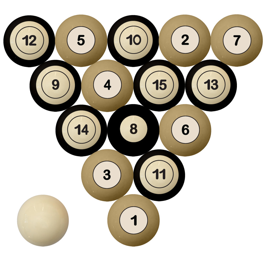 VANDERBILT SCHOOL COLOR NUMBERED BILLIARD BALL SET GOLD SOLID/BLACK STRIPE - VANBBS100N