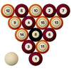 VIRGINIA TECH SCHOOL COLOR NUMBERED BILLIARD BALL SET MAROON SOLID/ORANGE STRIPE - VATBBS200N