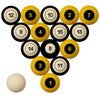 WICHITA STATE SCHOOL COLOR NUMBERED BILLIARD BALL SET YELLOW SOLID/BLACK STRIPE - WSTBBS100N