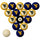 WEST VIRGINIA SCHOOL COLOR NUMBERED BILLIARD BALL SET BLUE SOLID/GOLD STRIPE - WVUBBS100N