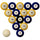 WEST VIRGINIA SCHOOL COLOR NUMBERED BILLIARD BALL SET BLUE SOLID/GOLD STRIPE - WVUBBS100N