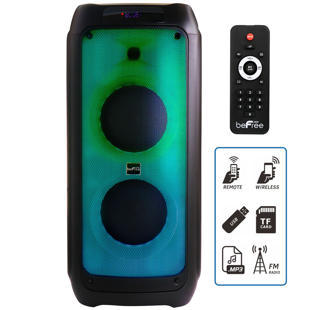 Befree Sound beFree Sound 2 x 8'' Wireless Rechargeable Bluetooth Party Speaker with LED Illuminating Lights
