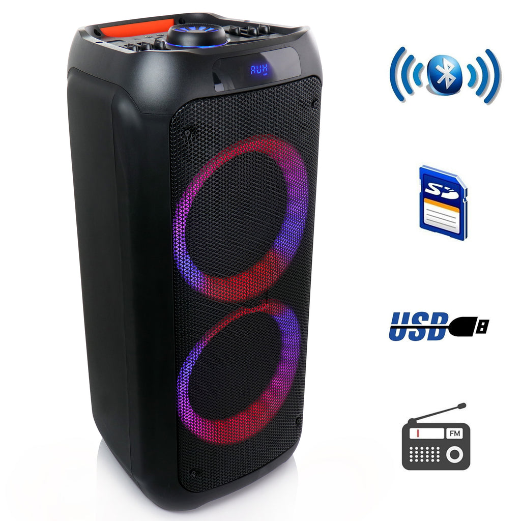 Befree Sound beFree Sound Dual 8 Inch Bluetooth Wireless Portable Party Speaker with Reactive Lights