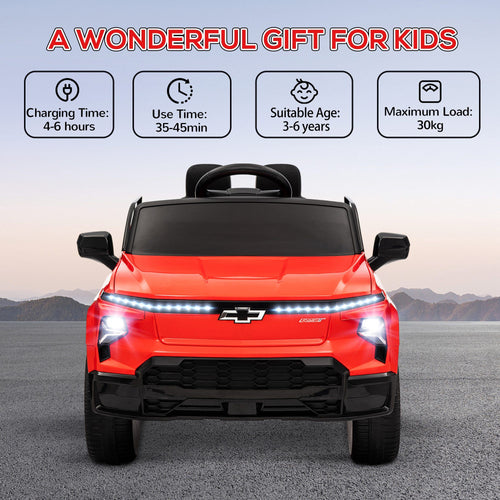 Yeah Depot - Qaba 12V Kids Electric Car, Chevrolet Silverado EV RST Licensed Ride on Car with Parent Remote Control, Spring Suspension, Soft Start, Training Wheels, LED Lights, Music, MP3, 3 Speed, Red