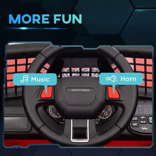 Yeah Depot - Qaba 12V Ride on Truck, Battery Powered Kids Electric Car with Parent Remote, 4 Suspension Wheels, 3 MPH Max Speed, Music, Horn & LED Lights for Ages 3-6 Years Old, Red