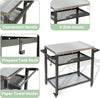 Yeah Depot - 3-Shelf Outdoor Grill Table, Grill Cart with Wheels, Outdoor Pizza Oven and Food Prep Table, Blackstone Table with Stainless Steel Tabletop, Grill Stand for Blackstone Griddle for Outside BBQ