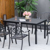 Yeah Depot - Outsunny Outdoor Dining Table for 6 Person, Rectangular Patio Table, Aluminum Metal Legs for Garden, Lawn, Patio, Woodgrain Black