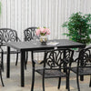 Yeah Depot - Outsunny Outdoor Dining Table for 6 Person, Rectangular Patio Table, Aluminum Metal Legs for Garden, Lawn, Patio, Woodgrain Black