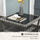 Yeah Depot - Outsunny Rattan Side Table, Outdoor End Table with Storage Shelf, Aluminum Frame Square, Coffee Table with Tempered Glass Top, Mixed Gray
