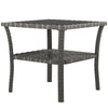 Yeah Depot - Outsunny Rattan Side Table, Outdoor End Table with Storage Shelf, Aluminum Frame Square, Coffee Table with Tempered Glass Top, Mixed Gray