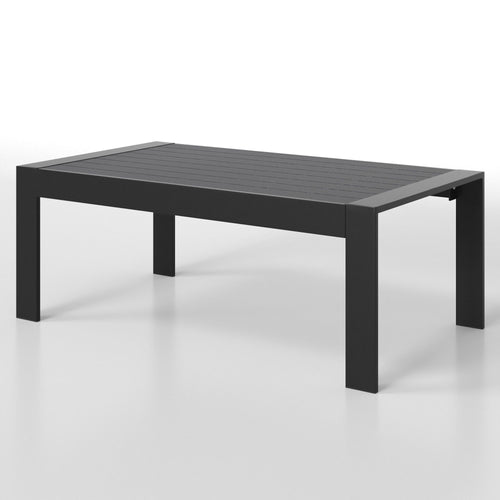 Yeah Depot - All-Weather Aluminum Outdoor Coffee Table, Modern Coffee Table for Outside, Rectangle Patio Coffee Table-Black