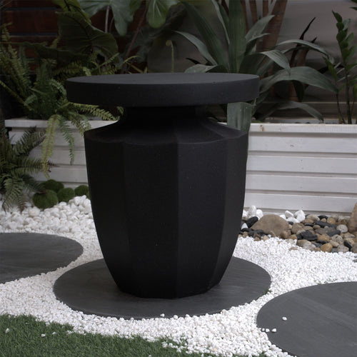 Yeah Depot - Decorative Garden End Table, 20.3'' H Modern Heavy Duty Patio Sturdy Faux Terrazzo Accent Table Side Table Plant Table for Indoor Outdoor