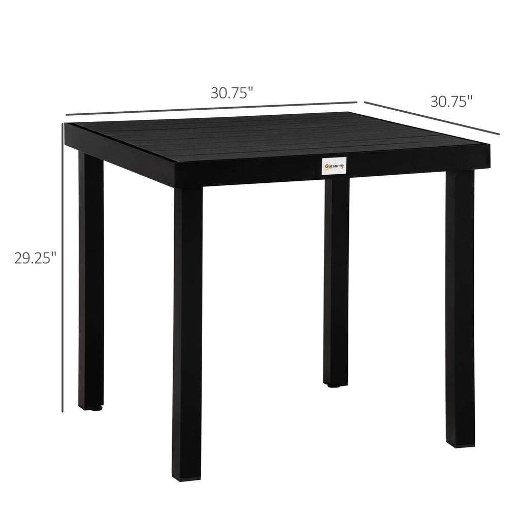 Yeah Depot - Outsunny Outdoor Dining Table for 4 Person, Square, Aluminum Metal Legs for Garden, Lawn, Patio, Woodgrain Black