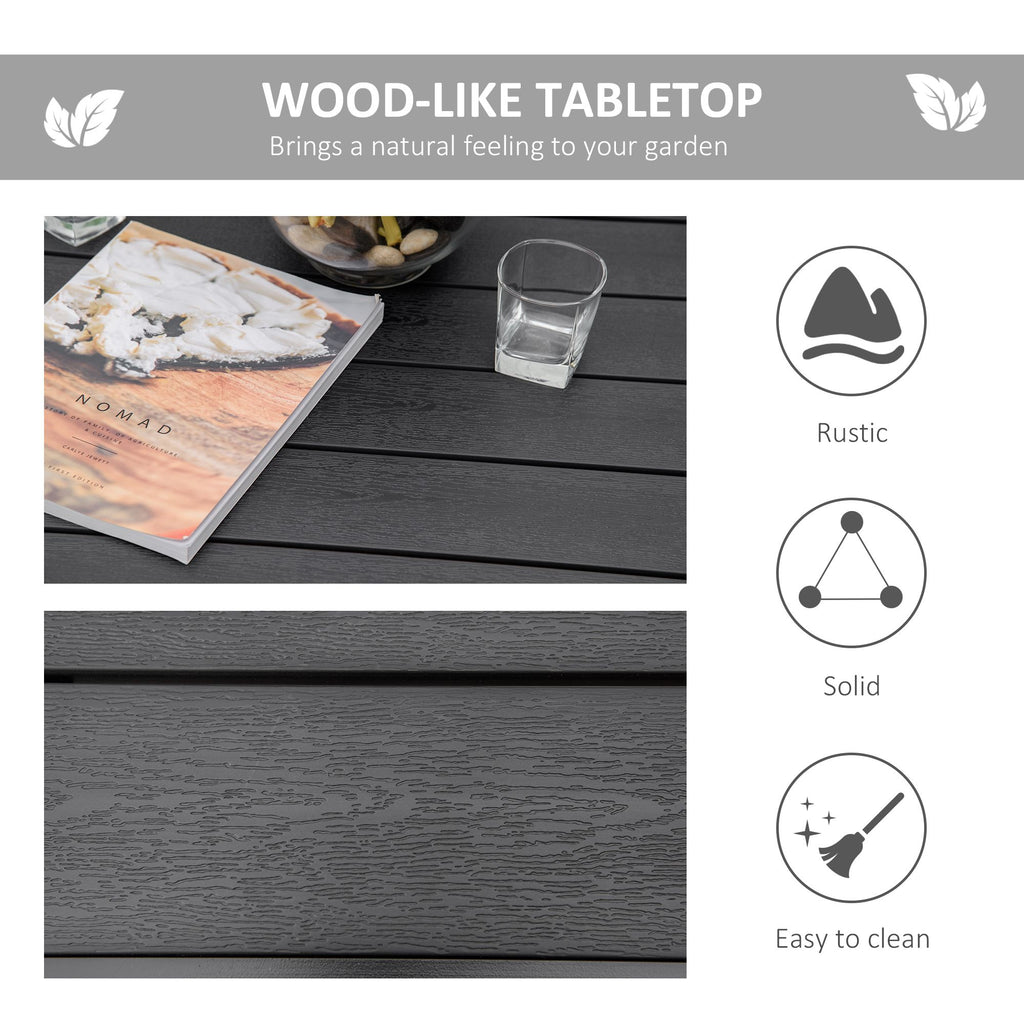 Yeah Depot - Outsunny Outdoor Dining Table for 4 Person, Square, Aluminum Metal Legs for Garden, Lawn, Patio, Woodgrain Black