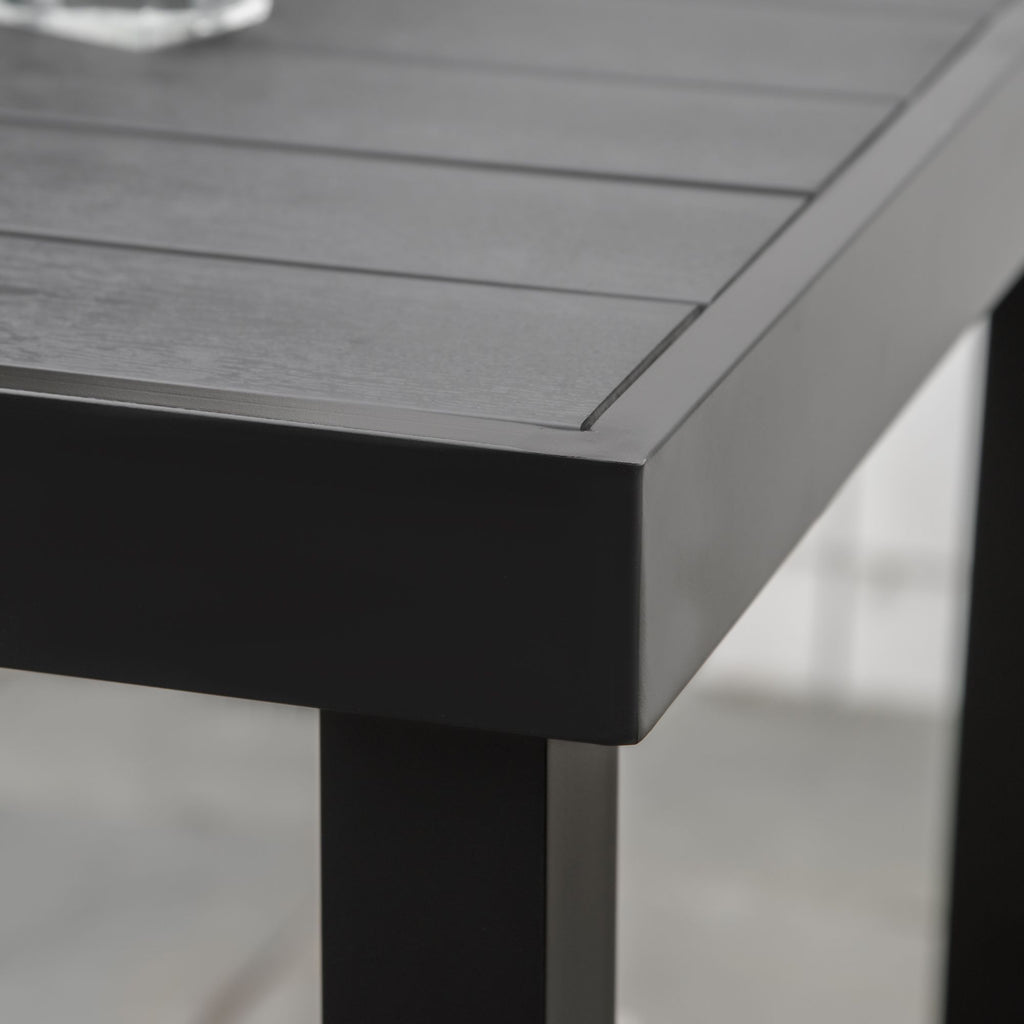Yeah Depot - Outsunny Outdoor Dining Table for 4 Person, Square, Aluminum Metal Legs for Garden, Lawn, Patio, Woodgrain Black