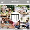 Yeah Depot - Outsunny Outdoor Dining Table for 4 Person, Square, Aluminum Metal Legs for Garden, Lawn, Patio, Woodgrain Black