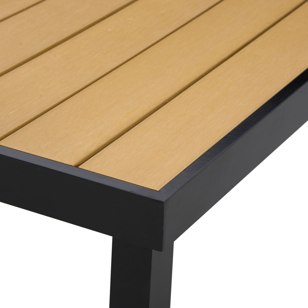 Yeah Depot - Outsunny 75'' x 35'' Outdoor Dining Table for 8 People, Rectangular Aluminum Frame Garden Table with All-Weather Faux Wood Top for Garden, Lawn, Patio, Natural