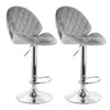 Elama  2 Piece Diamond Tufted Velvet Material Adjustable Bar Stool in Gray with Chrome Trim and Base