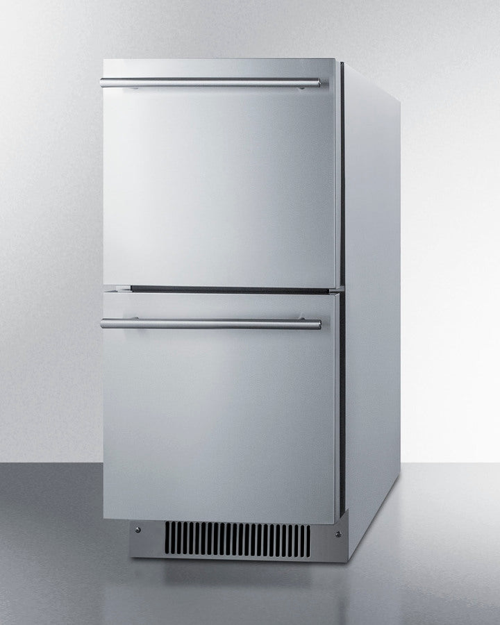 15'' Wide Indoor/Outdoor ADA Compliant Panel-Ready Drawer Refrigerator In Stainless Steel - ADRD15PNR Summit