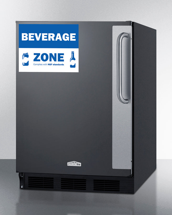 Commercial 5.5 Cu.Ft. Beverage Zone Refrigerator With Stainless Steel Handle - FF6BK7BZADALHD Summit Commercial