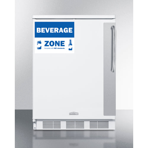 Commercial 5.5 Cu.Ft. Beverage Zone Refrigerator With Stainless Steel Handle - FF6W7BZLHD Summit Commercial
