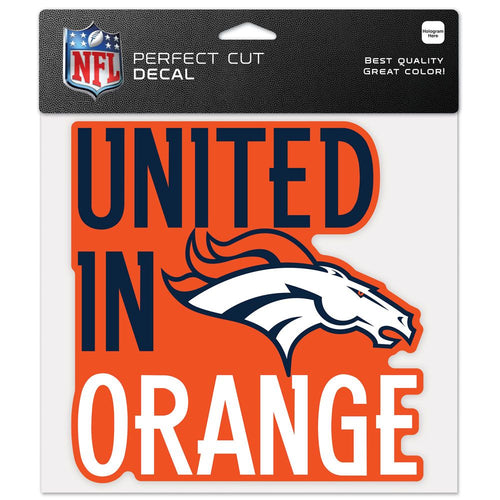 Denver Broncos Decal 8x8 Perfect Cut Color Slogan - WinCraft