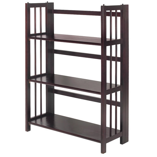 3-Shelf Folding Stackable Bookcase 27.5'' Wide-Espresso - Casual Home