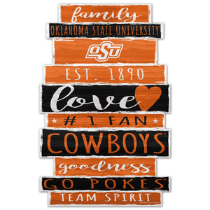 Oklahoma State Cowboys Sign 11x17 Wood Family Word - WinCraft