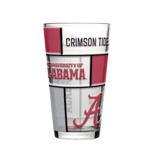 Alabama Crimson Tide Pint Glass 16oz Quilted Stained Boxed - Logo Brands