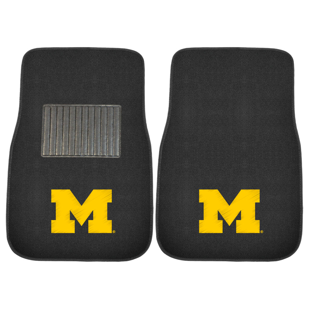 Fanmats - University of Michigan 2-pc Embroidered Car Mat Set 17''x25.5''