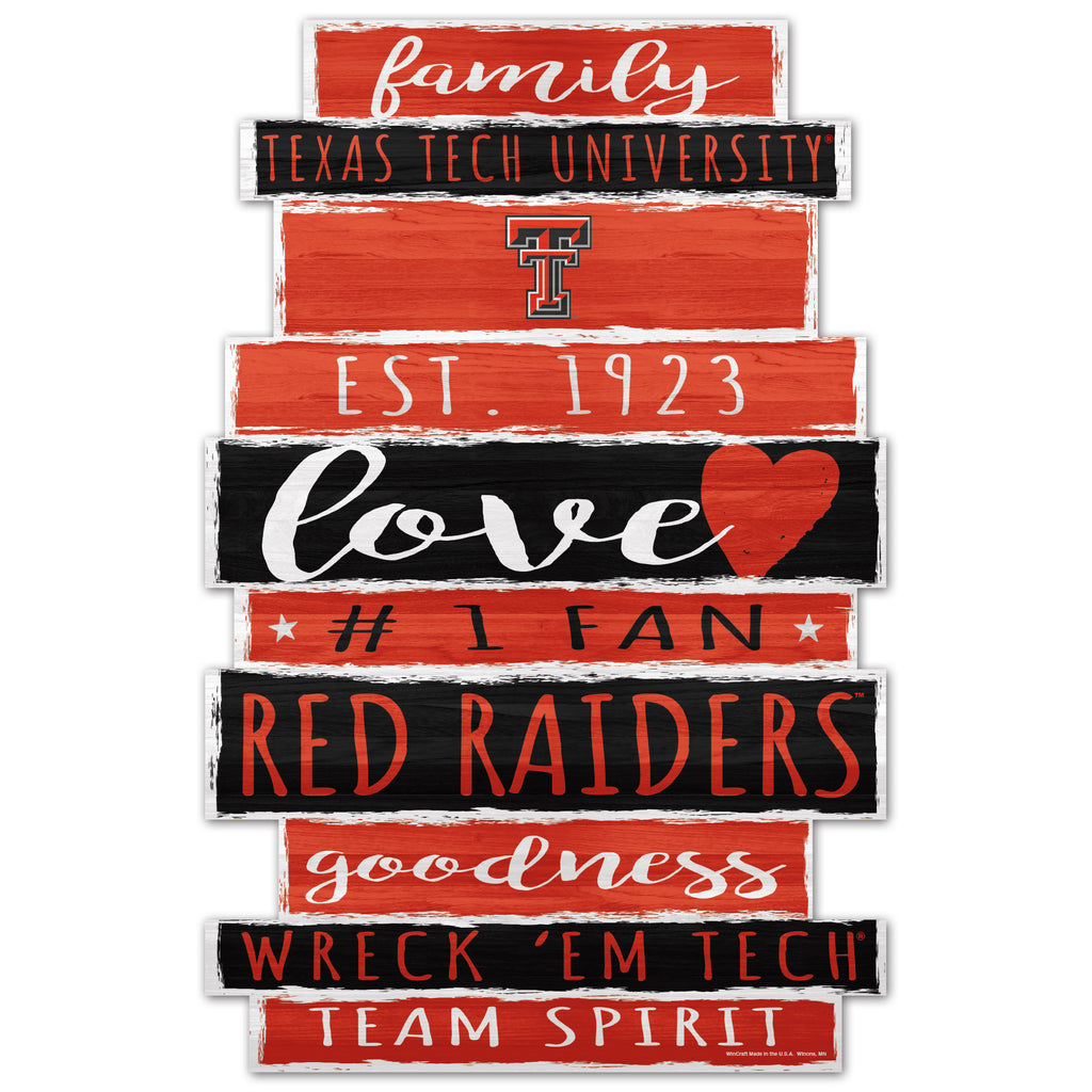 Texas Tech Red Raiders Sign 11x17 Wood Family Word - WinCraft