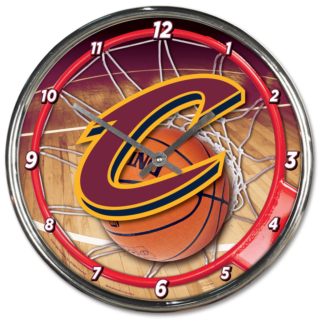 Cleveland Cavaliers Round Chrome Wall Clock - 8