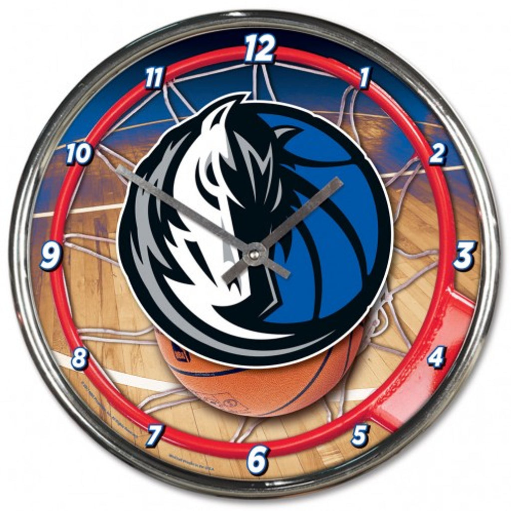 Dallas Mavericks Clock Round Wall Style Chrome - Wincraft