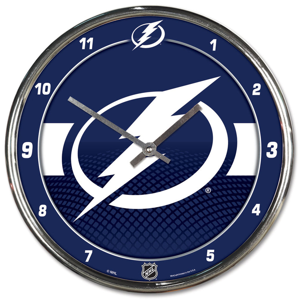 Tampa Bay Lightning Clock Round Wall Style Chrome - Wincraft