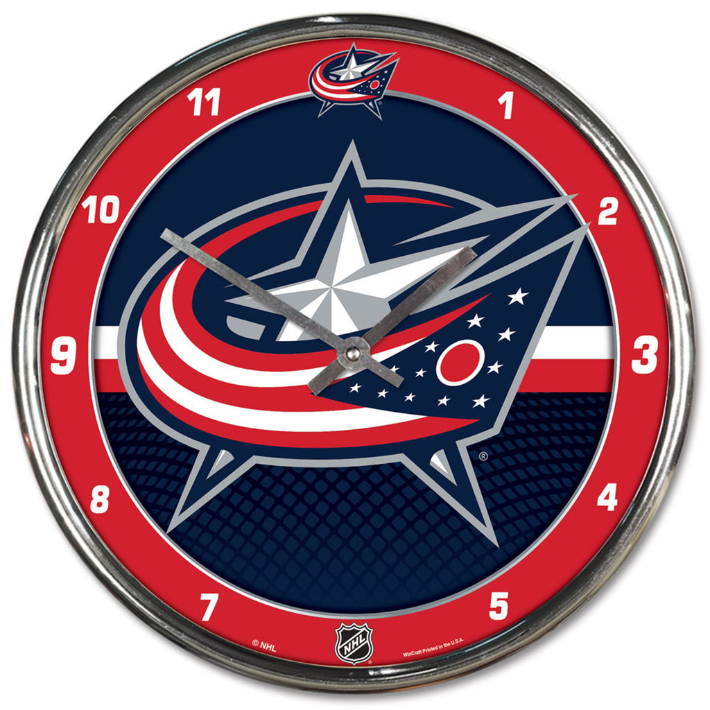Columbus Blue Jackets Clock Round Wall Style Chrome - 8