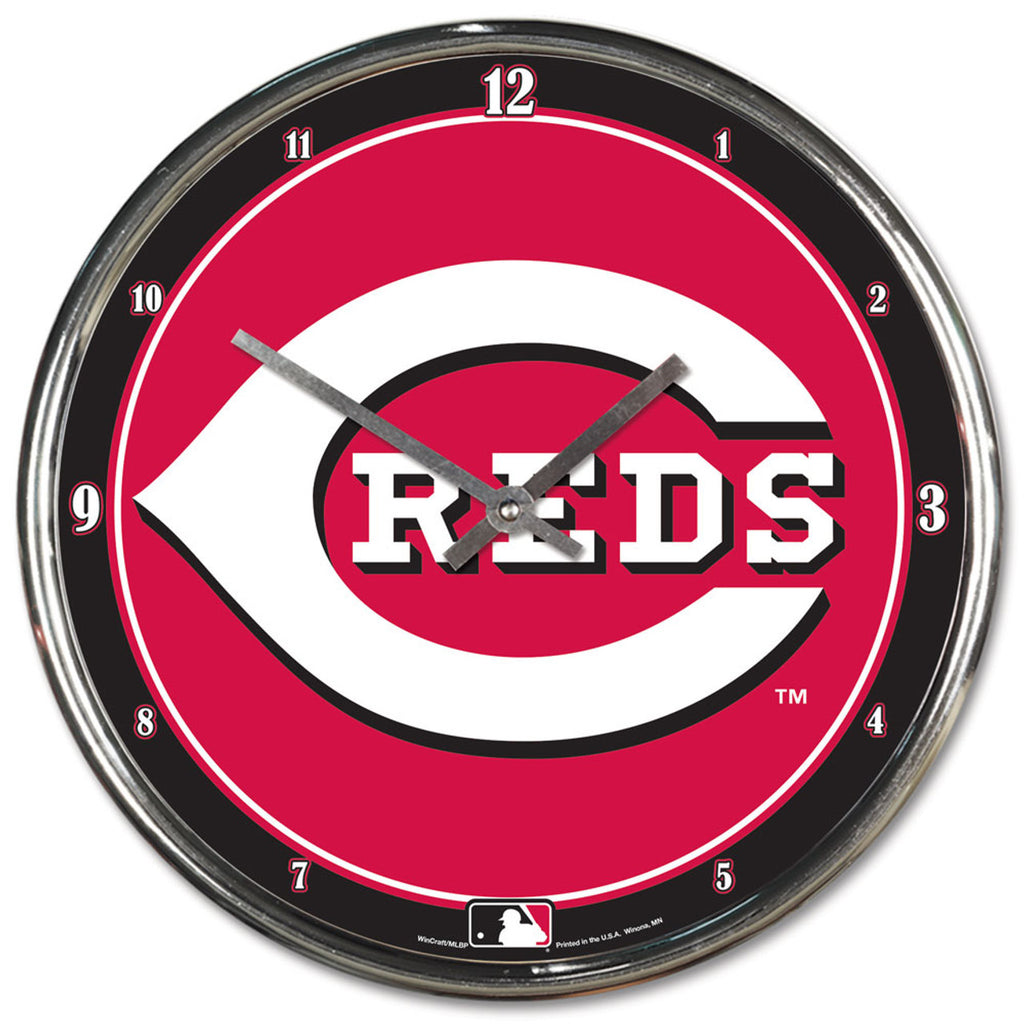 Cincinnati Reds Round Chrome Wall Clock - 8