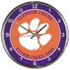 Clemson Tigers Clock Round Wall Style Chrome - 8