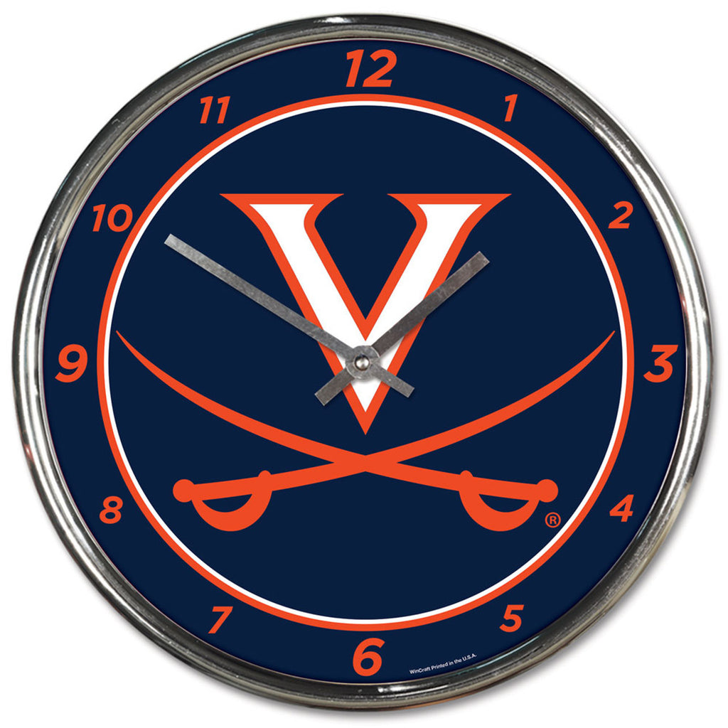 Virginia Cavaliers Clock Round Wall Style Chrome - Wincraft