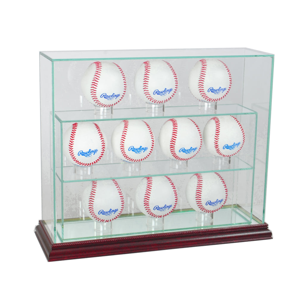 10 Baseball Upright Display Case with Cherry Moulding