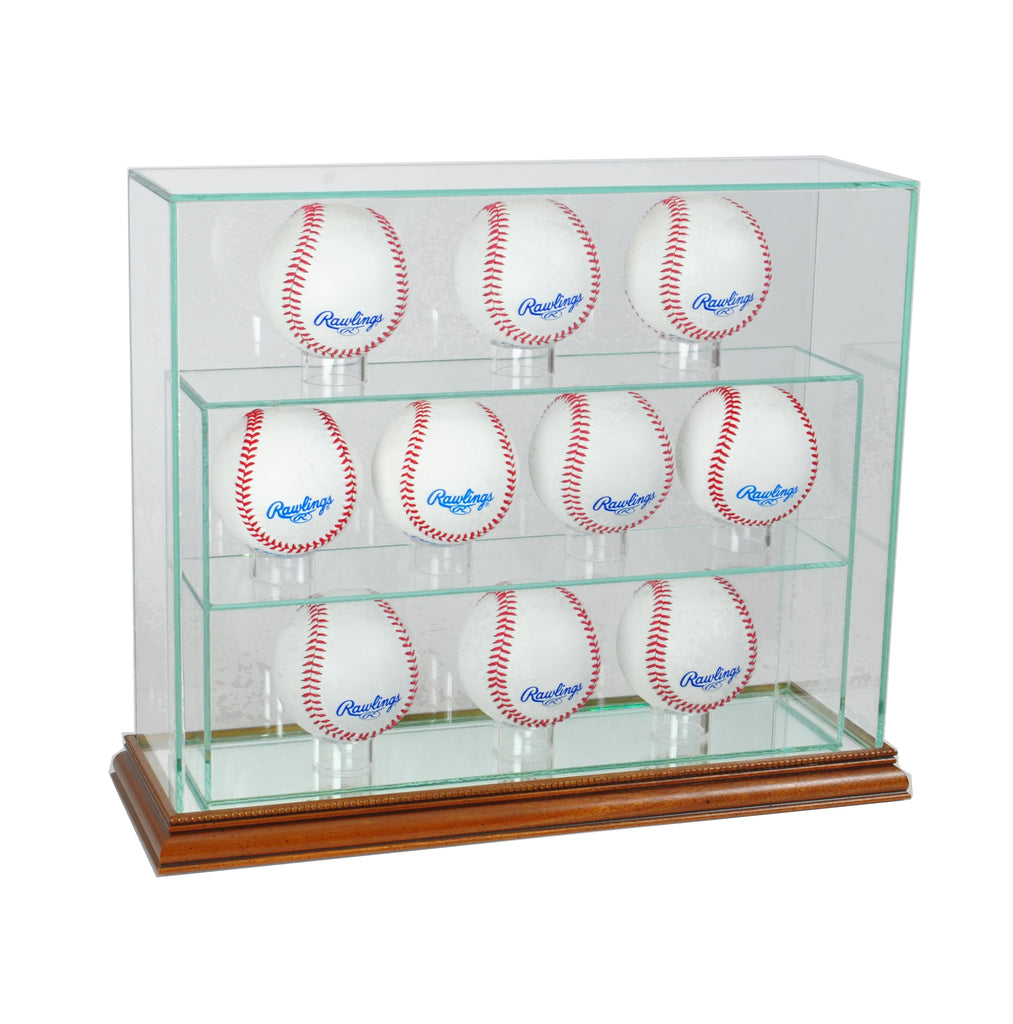 12 Baseball Upright Display Case with Walnut Moulding
