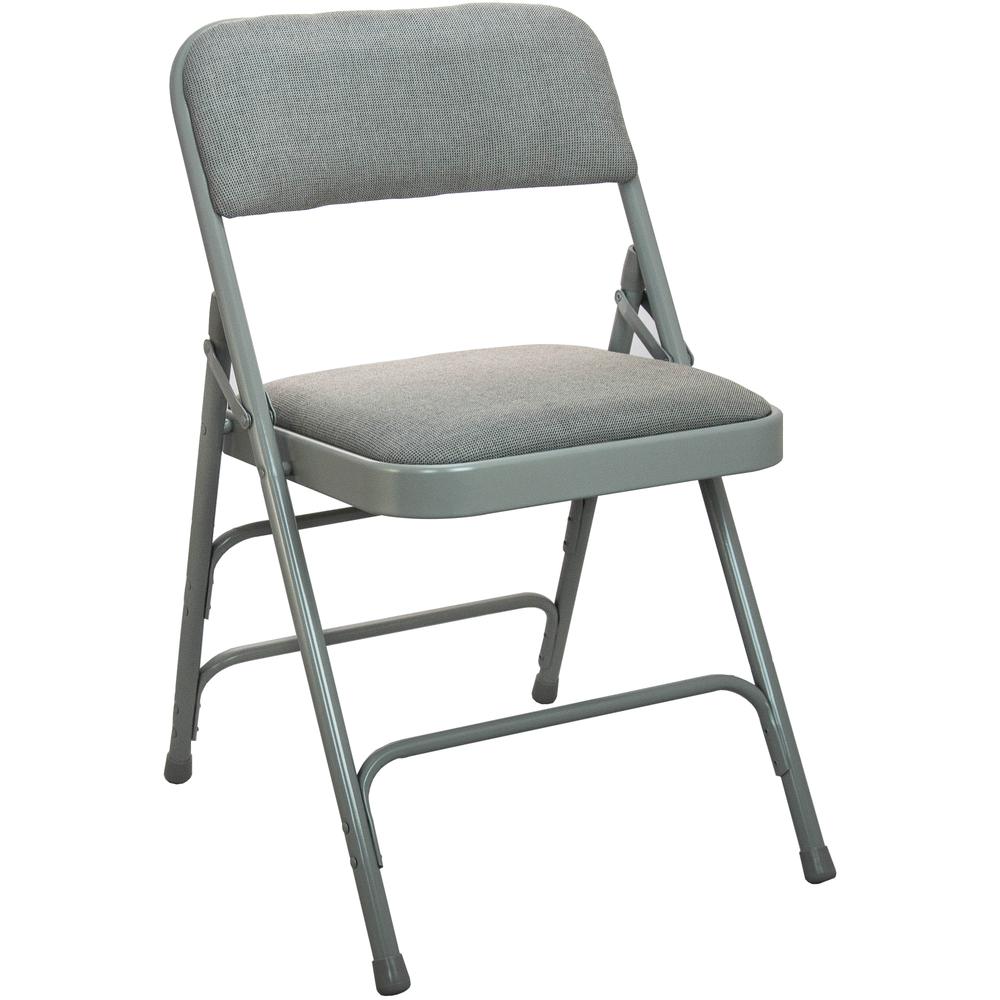 Advantage Grey Padded Metal Folding Chair - Grey 1-in Fabric Seat - Flash Furniture
