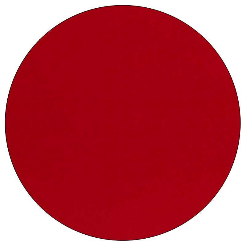 42'' Round Red Thermal Laminate Activity Table - Height Adjustable Short Legs - Flash Furniture