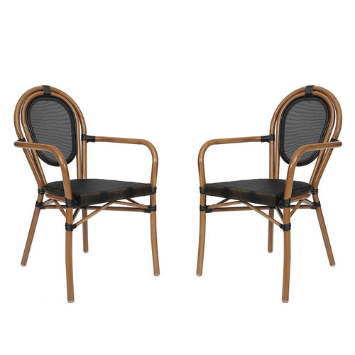 Set of 2 Classic Commercial Grade Bistro Chairs, Black/Natural Frame - Flash Furniture