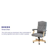 Gray Fabric Classic Executive Swivel Office Chair with Driftwood Arms and Base - Flash Furniture