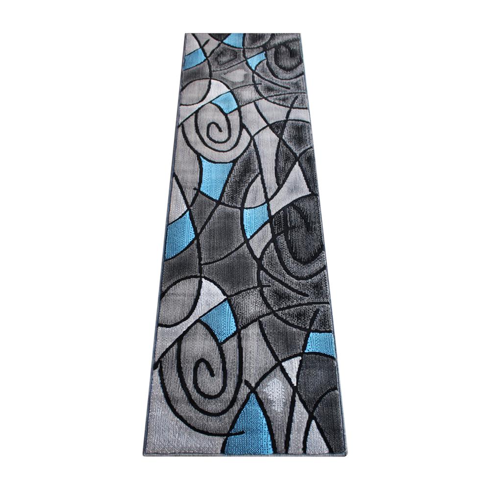 2' x 7' Blue Abstract Area Rug - Olefin Rug - Flash Furniture