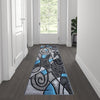 2' x 7' Blue Abstract Area Rug - Olefin Rug - Flash Furniture