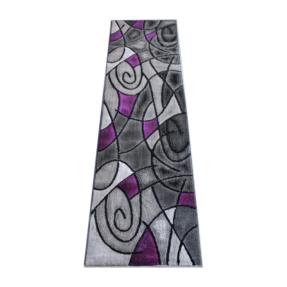 2' x 7' Purple Abstract Area Rug - Olefin Rug - Flash Furniture