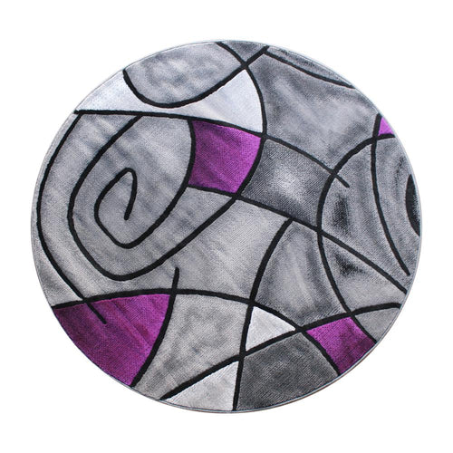 5' x 5' Round Purple Abstract Area Rug - Olefin Rug - Flash Furniture