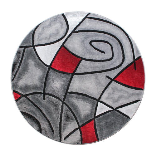5' x 5' Round Red Abstract Area Rug - Olefin Rug - Flash Furniture